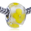 Yellow Flower Translucent Murano Glass European  Beads 