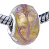 Gold Foil Pink Seaweed Translucent Murano Glass European Beads