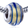  Gold  Foil Blue Spiral Line Translucent Murano Glass European  ... 