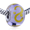 Silver Foil Yellow Letter S Translucent Murano Glass European Beads