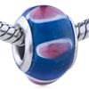 Bean Red And White Stripes Murano Glass European Beads