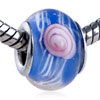 Pink Rose Pale Blue Murano Glass European Beads
