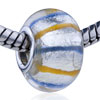  Silver   Foil  Blue And Yellow Lines  Murano   Glass  European  ... 