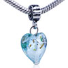 Blue Flower Murano  Glass  European Beads OP_GBD365_XML