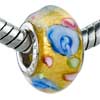 Gold Foil Pale Blue Rose Murano Glass European Beads