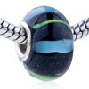 Blue And Green Striped Murano Glass European Beads