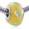 Green And White Flower Murano Glass European Beads