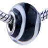 White Wave Line Murano Glass European Beads