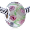 Pink Flower Translucent Murano Glass European Beads