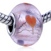 Silver Foil Red Heart Translucent Murano Glass European Beads
