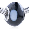 White Striped  Murano   Glass  European Beads