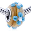 Blue And White Texture Flowers Murano Glass European Beads