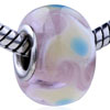 Bright Yellow And Blue Flower Translucent Murano Glass European Beads
