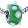 Pale Green Texture Dots Murano Glass European  Beads 