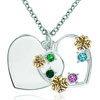 Custom 925 Sterling Silver Colorful Crystal 18 K Gold Clover Heart Love Engraved Necklace
