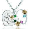 Heart Love 18K Gold Plated Multi Color Crystal Clover Pendant  ... 