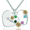 18K Gold Plated Double Heart Multi Color Crystal Clover Love  ... 