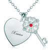 Xaviersilver Tone Heart Love Light Red Crystal Clover Key Pendant  ... 