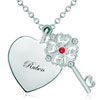 Ruben Silver Tone Heart Love Light Red Crystal Clover Key Pendant  ... 