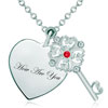 How Are You Heart Love Light Red Crystal Clover Key Pendant  ... 