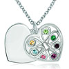 925 Sterling Silver Multicolor Crystal Open Heart Engraved Custom