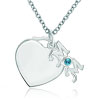 925 Sterling Silver  Mom  Aquamarine Blue Birthstone Crystal Heart  ... 