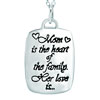 925 Sterling Silver Love Mom Rectangle Graffiti Message Pendant Necklace 18