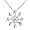 Christmas Gift 925 Sterling Silver Diamond Accent Winter Snowflake Pendant...