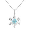 Xmas Gift 925 Sterling  Silver  Blue Diamond Accent Winter Snowflake  ... 