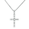 925 Sterling Silver Clear Crystal Cross Diamond Accent Religion Pendant Ne...