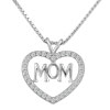 925 Sterling Silver Mom Diamond Accent Open Heart Love Mother Pendant Neck...