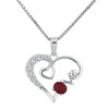925  Sterling Silver Diamond Accent Open Heart Ruby Red Crystal Love Penda...