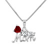 925 Sterling Silver Diamond Accent Ruby Red Heart Mom Pendant Necklace Lov...