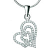 925  Sterling Silver Diamond Accent Open Hearts Overlap Love Pendant Neckl...