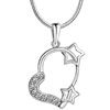 925 Sterling Silver Diamond Accent Open Heart Star Love Pendant Necklace 1...