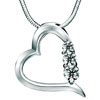 925 Sterling Silver Diamond Accent Open Heart Love Pendant Necklace 18"