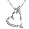 925 Sterling Silver Diamond Accent Butterfly Open Heart Love Pendant Neckl...