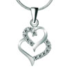 925 Sterling Silver Diamond Accent Double Open Heart Love Pendant Necklace...