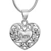 925 Sterling Silver Double Heart Mom Love Pendant Necklace For Mother 18&q...
