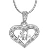 925 Sterling Silver Open Heart # 1 Mom Message Love Pendant Necklace For M...