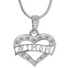 925 Sterling Silver Open Heart # 1  Mom  Message Love Pendant  ... 