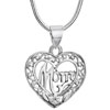 925 Sterling Silver Open Heart Mom Pendant Necklace Love Mother 18" S...