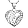925 Sterling Silver Open Heart Mum Love Pendant Necklace For Mother 18&quo...