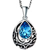 Drop Flower March Birthstone Aquamarine Made Swarovski Crystal Drop Pendant
