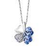 Four Leaf Clover Light Sapphire Made Swarovski Crystal Heart Silver Tone H...