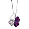 Four Leaf Lucky Clover February Birthstone Amethyst Made Swarovski Crystal...