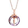 Pugster Classic Lips And February Birthstone Swarovski Purple Crystal Hoop