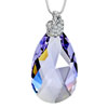 Swan Clear Detailed Violet Made Swarovski Crystal Drop Pendant
