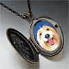 Bearded Collie  Face  Oval And Flower Yellow Pendant