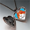 Smiling  Bunny  Rabbit Heart And Rose Pendant